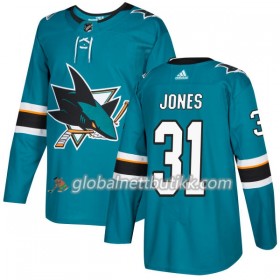 San Jose Sharks Hockeydrakt Martin Jones 31 2017-2018 Teal Adidas Authentic - Herre